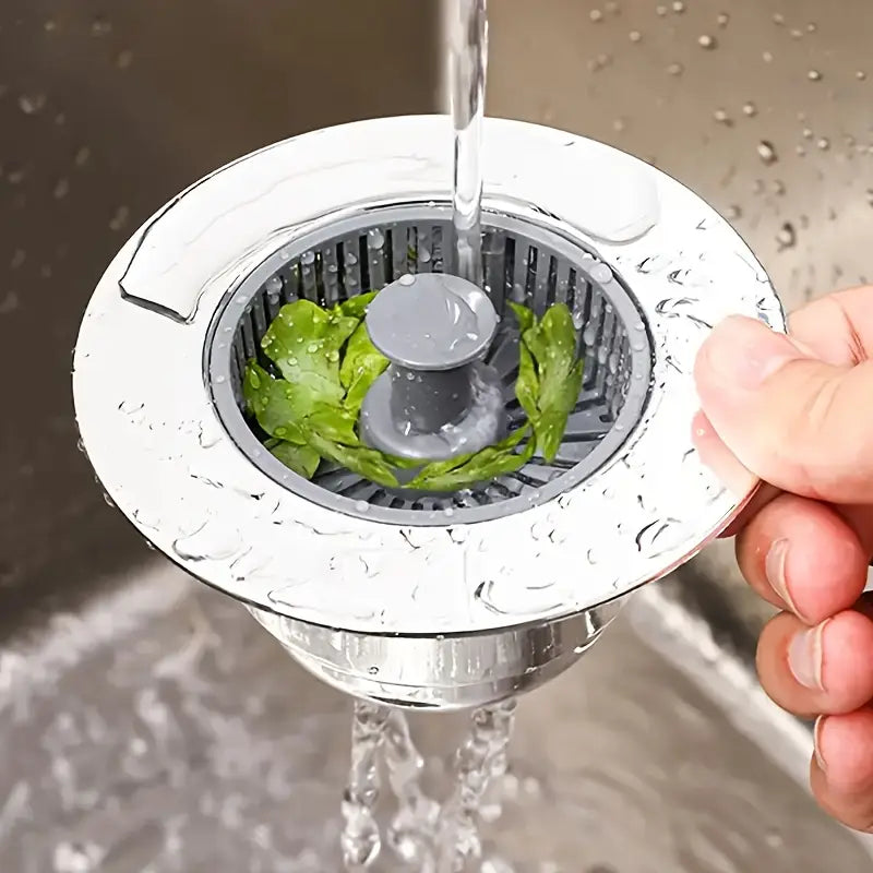 3 in 1 Kitchen Sink Drain Strainer, 10,000 Pressure Tested JOMST 304 Stainless Steel Pop-Up Sink Plug, 3 in 1 Fast Drain Deodorizer Anti-Clog, Strainer for Kitchen Standard 3