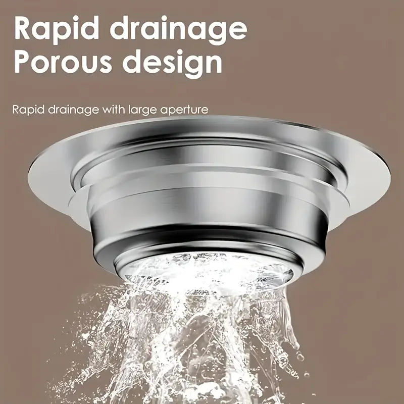 3 in 1 Kitchen Sink Drain Strainer, 10,000 Pressure Tested JOMST 304 Stainless Steel Pop-Up Sink Plug, 3 in 1 Fast Drain Deodorizer Anti-Clog, Strainer for Kitchen Standard 3