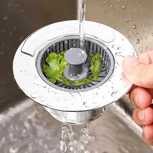 3 in 1 Kitchen Sink Drain Strainer, 10,000 Pressure Tested JOMST 304 Stainless Steel Pop-Up Sink Plug, 3 in 1 Fast Drain Deodorizer Anti-Clog, Strainer for Kitchen Standard 3