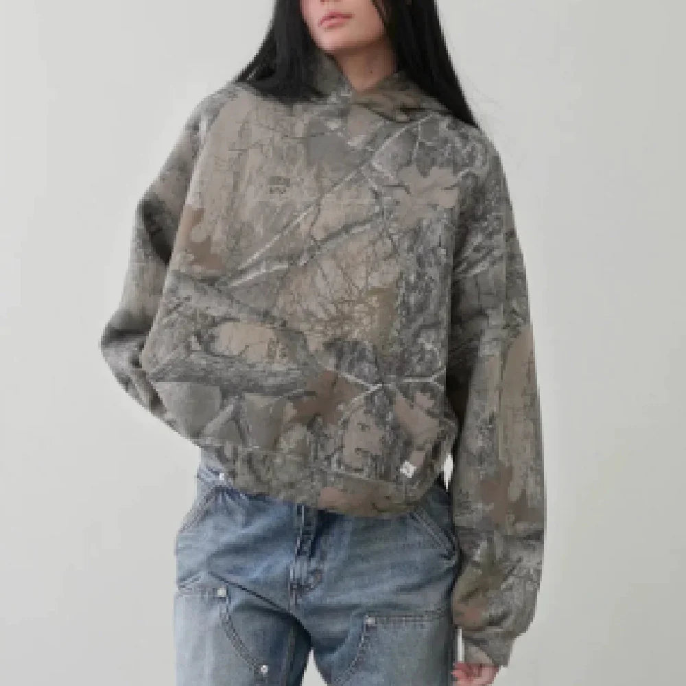 Women's Camouflage Streetwear Hoodie Pullover Long Sleeve Sweater